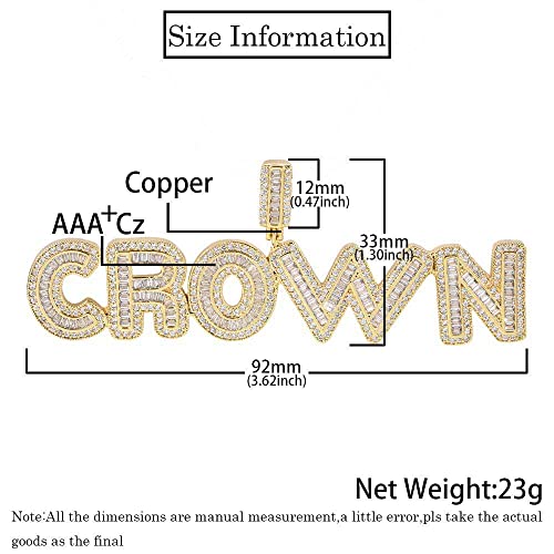 HIPBLING Custom Chain Iced Out Name Pendant Letter Necklace Personalized Diamond Jewelry with 24inch Rope Chain Rose Gold Silver Hip Hop Necklace Gift for Women Men4