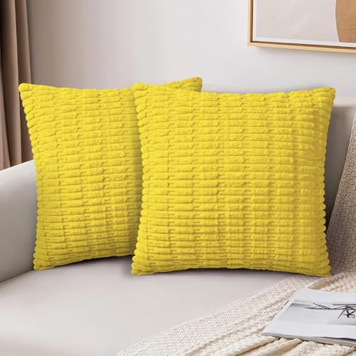 AUAUY Fundas Cojines 2Pz Amarillo Funda