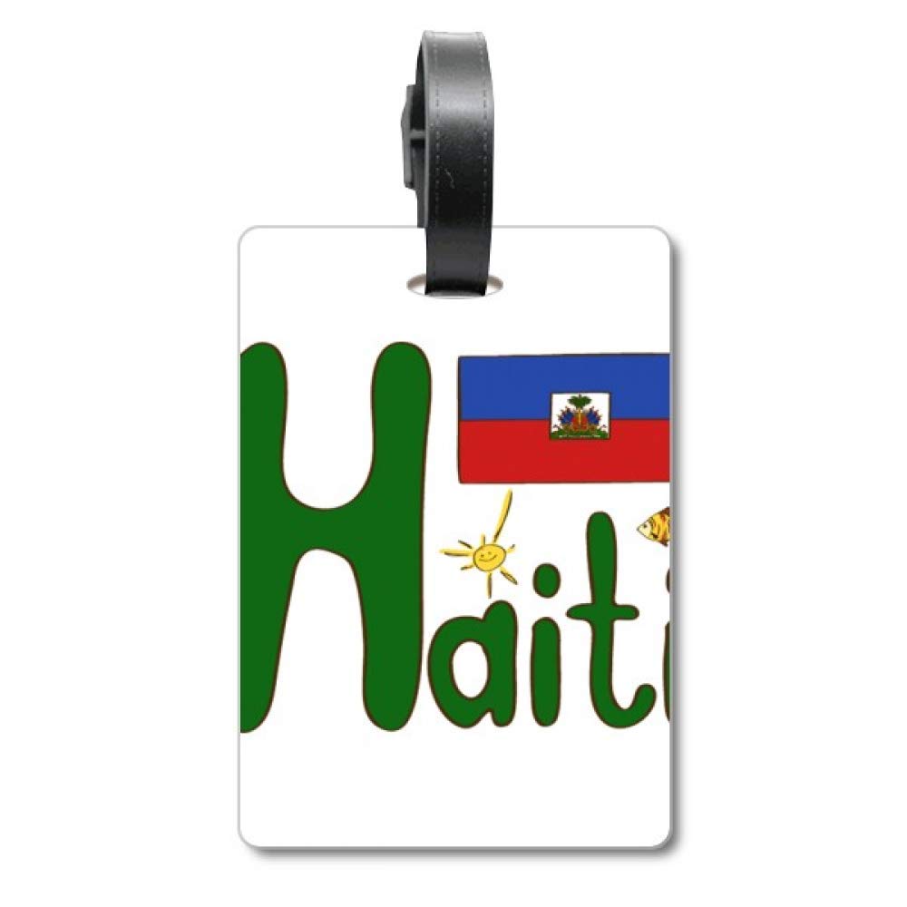 Étiquette valise drapeau Haïti rouge et bleu pour bagage cabine