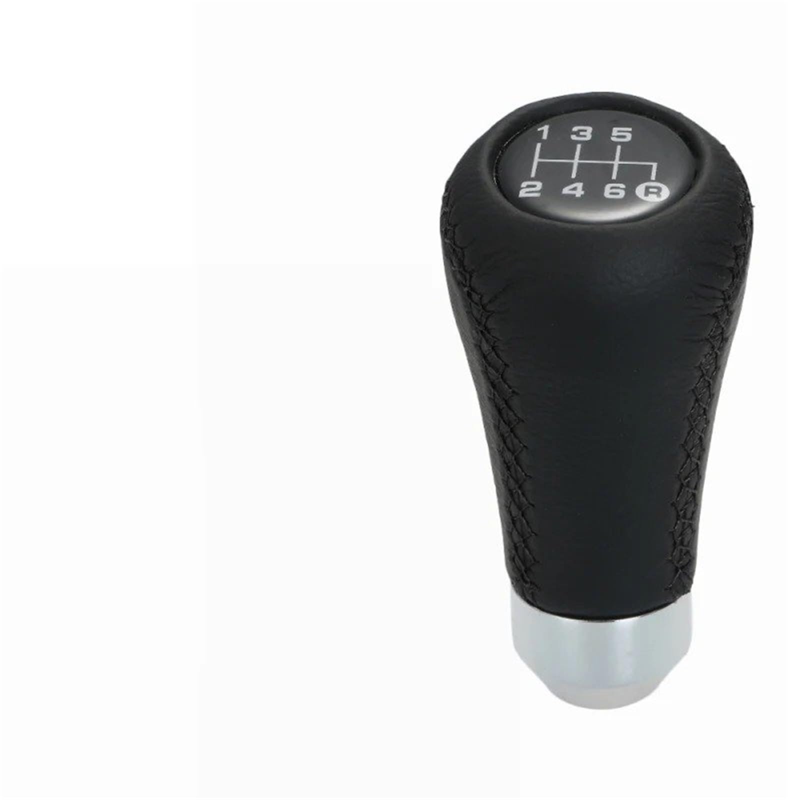 BWSDMZJQRT Car Gear Shifter Knob for 6 Speed Car Manual Gear Shift Knob Shifter Black Leather Stitch(Black)