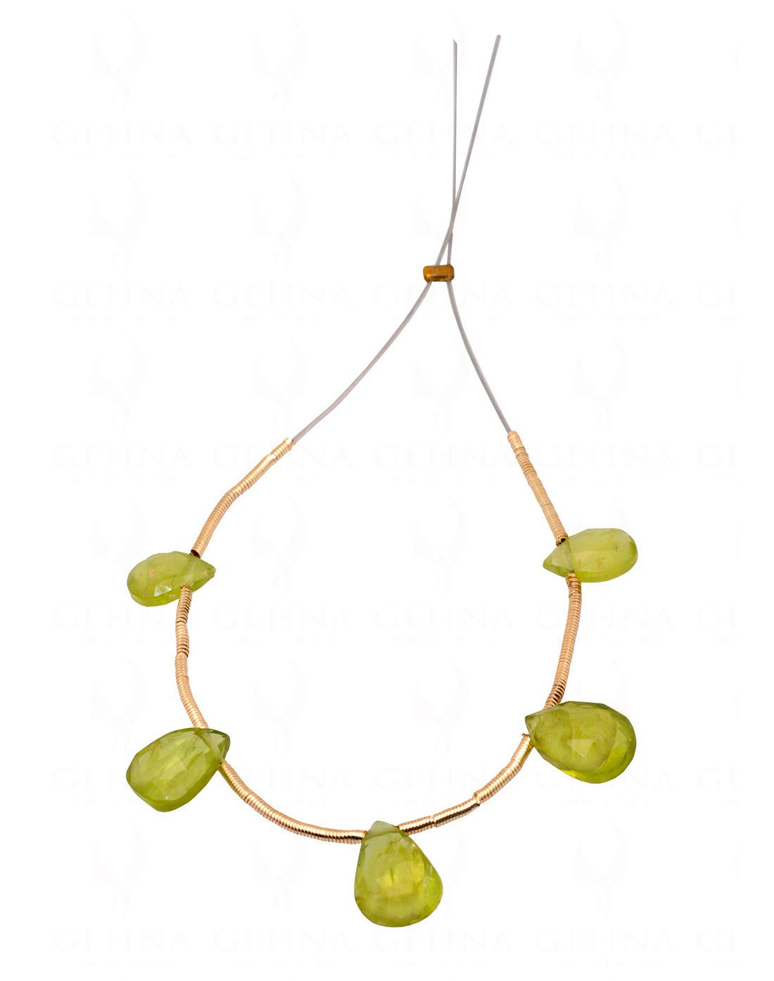 gehna 5 Loose Piece of Peridot Gemstone Faceted Almond Shaped Bead-picture-29