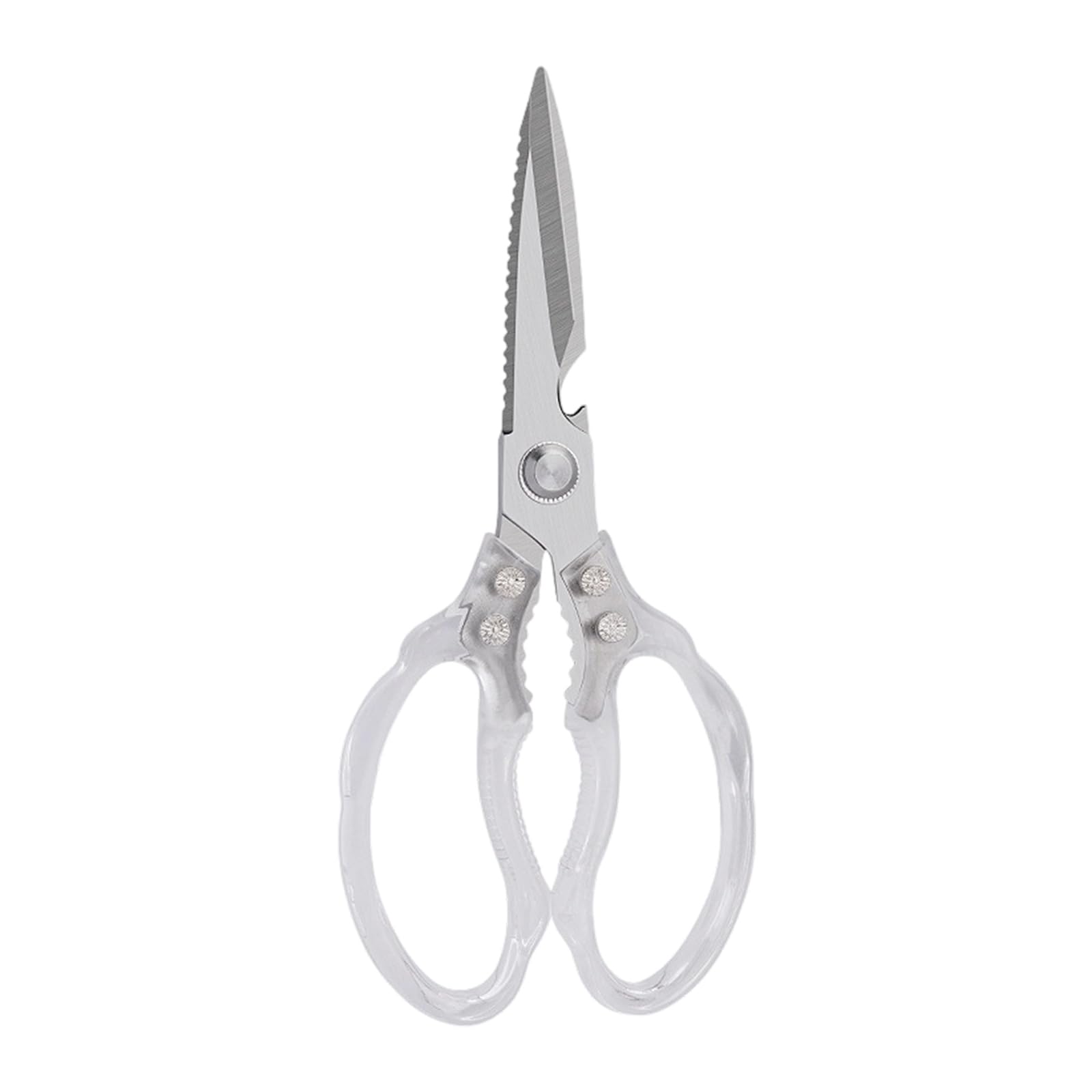 Malsse Silver Multifunctional Stainless Steels Kitchen Scissors For Food Packaging Shears With Ergonomic Soft Grip Handle Multifunctional Kitchen Shears