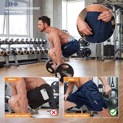 ZITY 7” Inseam Mens Athletic Running Shorts Mesh Quick Dry Gym Shorts Navy - image 3