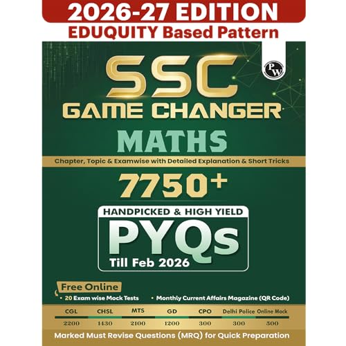 Image of PW SSC Game Changer Maths 7750+ PYQ For 2026 Exams | Chapter, Topic & Exam-wise Previous Year Solved Questions | For CGL, CHSL, MTS, CPO, GD, Delhi Police, Steno