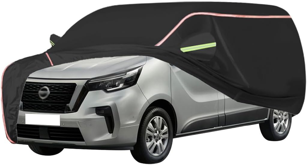 WOLWES Car Cover are Suitable for Nissan NV300 DCI/Acenta/Tekna All-Weather Windproof, Snowproof, Rainproof, UV-Protected and Breathable All-Season Universal with Side Door Zip Oxford Cloth Car Cover