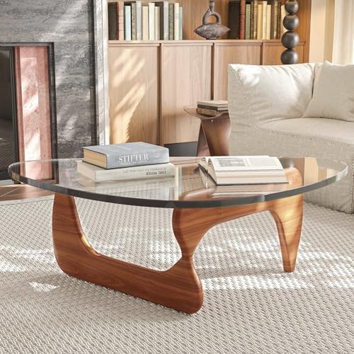 Glass Coffee Table, Triangle Coffee Table with Tempered