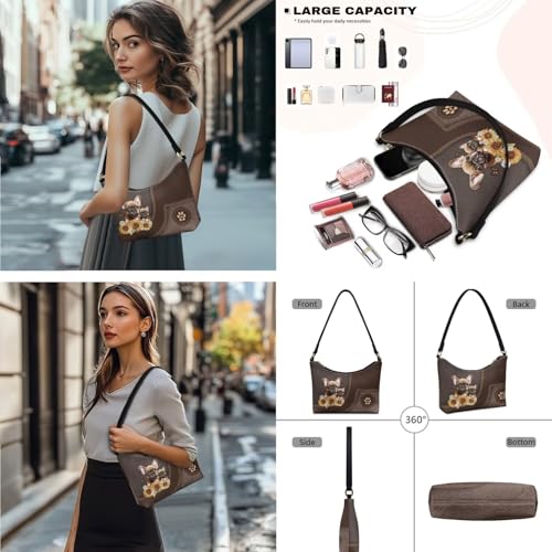 Conjunto de 2 piezas: bolso de hombro en forma de creciente y billetera de muñeca para mujer, de cuero, ideal como regalo para mamá miniatura 2