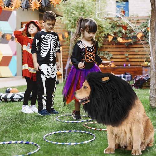 GWAWG Lion Mane Wig for Dog and Cat Costume, Adjustable Pet Costume with Ears for Dog (Brown)