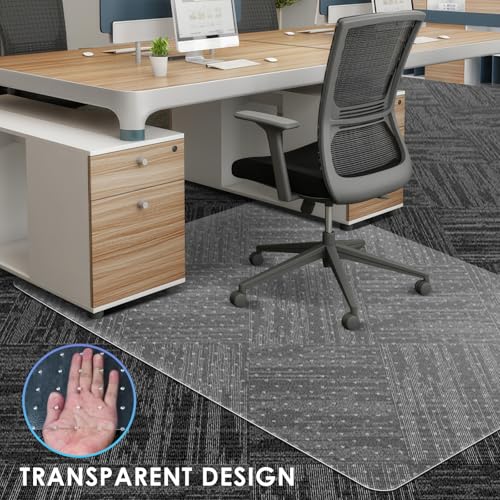 Image of Vicwe Large Office Chair Mat for Carpeted Floors,60 inchX48 inch Rectangle Desk Chair Mats with Studs for Low and No Pile Carpeted Floors, Easy Glide Computer Desk Chair Mat for Home & Offices
