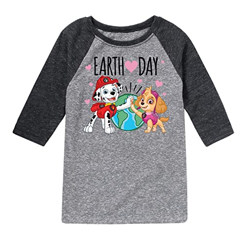 HYBRID APPAREL - Paw Patrol - Earth Day Heart - Toddler and Youth Raglan Graphic T-Shirt