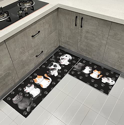 Hoimlm Kitchen Rug Set 2 Piece Non Slip and Anti Fatigue Kitchen Mat, Washable Mats and Rugs for kitchen,Hallway Runner Set