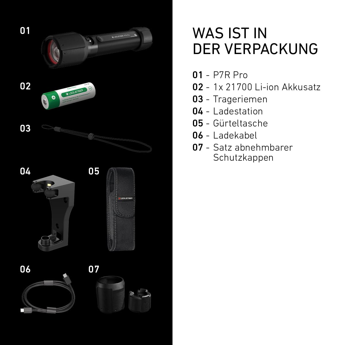 Ledlenser P7R Pro LED Taschenlampe, wiederaufladbar, 2000 Lumen, 320m Fokus, 8 Modi, hoher CRI, USB-C, IP68 wasserdicht, 60 Stunden Betriebszeit, Werkstattlampe für Mechaniker, Garage, professionelles
