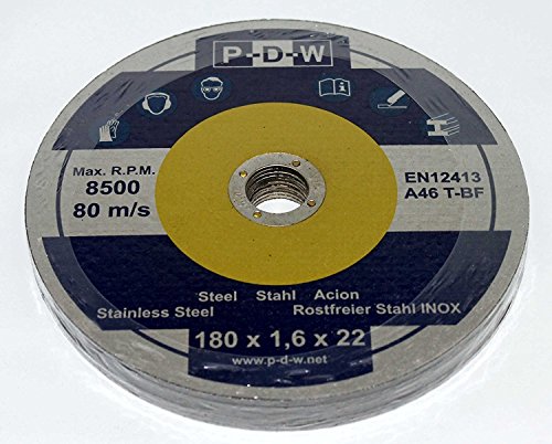 50 Discos de corte para corte de/O Amoladora Angular – Ø 180 mm de diámetro onda/Inox/Flex Discos