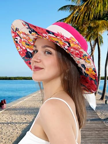 Sombrero de Sol Mujer Estampado Floral Verano Ala Ancha miniatura 2
