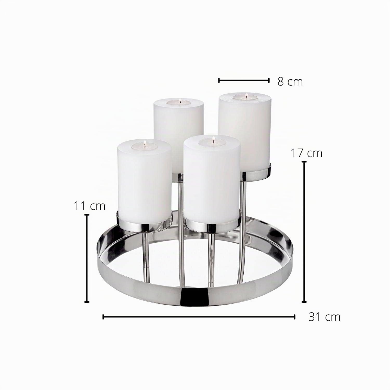 EDZARD Adventskranz Marbella (Ø 31 cm, H 16 cm), Edelstahl