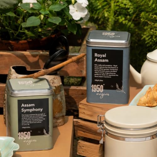 Image of 1950 Origins Combo Pack-Royal Assam&Assam Symphony|100% Natural Loose Leaf Tea|Assorted Black Tea Gift Pack - Premium Assam CTC & Long Leaf|Rich,Strong & Fresh|Kadak Chai|Tin Caddy, 150 gm X 2