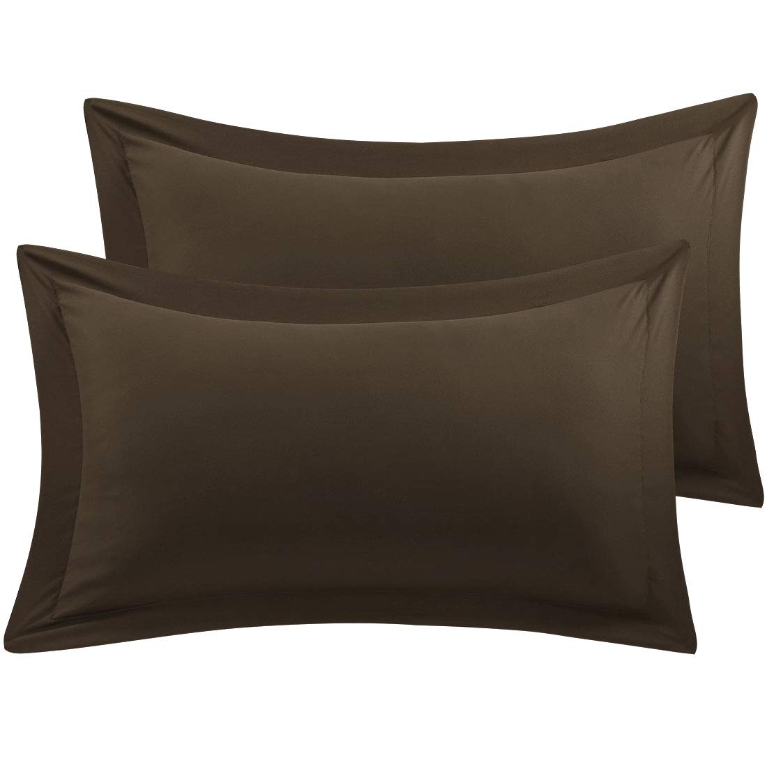 PiccoCasa 100% Brushed Microfiber Brown Pillow Shams, Soft and Comfortable Pillow Cases Standard Size, Decorative Pillow Cover 20x26 Inches Oxford