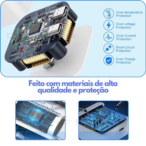 Fonte Para Carregador com 2 Entradas Tipo-C 40W Turbo PD Bivolt - Dupla Entrada Usb-C