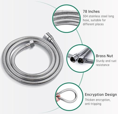 Image of Shower Enema System with 78 Inches Hose, Diverter, Water Control Valve for Men and Women Portable Cleaning, Enema Nozzle Kit Cleaner Attachment (Polished Chrome)