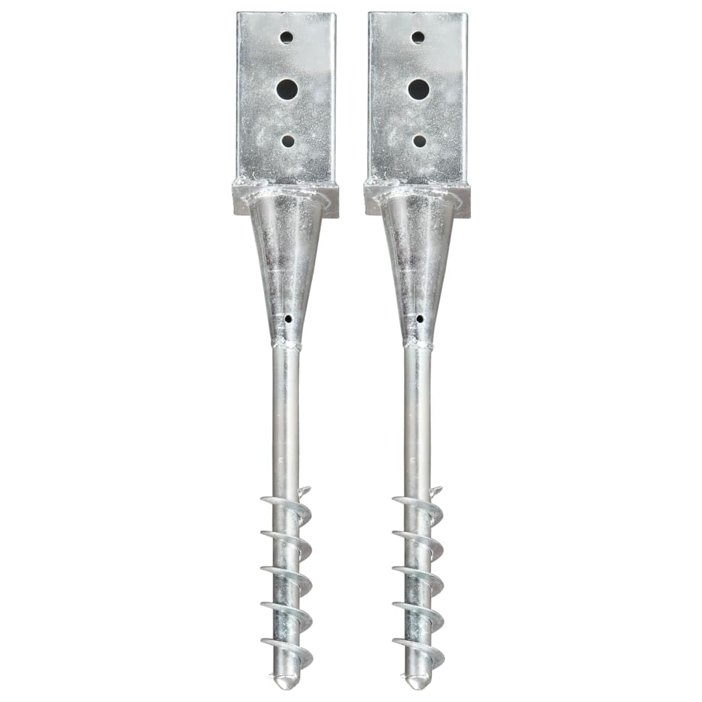Estacas de acero galvanizado plateado en pack de 2 unidades de 8x8x57 cm para fijación