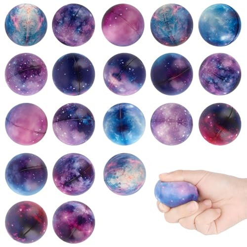 Hxezoc 20 Pieces Galaxy Stress Ball Cute Galaxy Squeeze Anxiety Bulk Toy Balls for School Reward Carnival Prizes Party Favors Hand Exercise Supplies