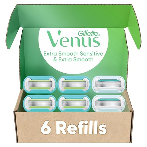 Gillette Venus Extra Smooth 4 count, plus Gillette Venus Extra Smooth Sensitive 2 count, 5-Bladed Women's Razor Blade Refills - image 1