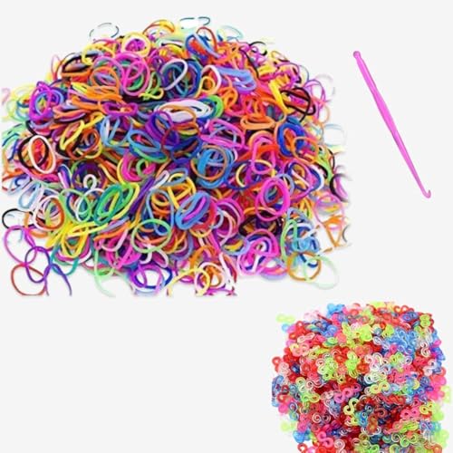DasKid Paquete de recambio de más de 600 bandas de telar multicolor con herramienta de gancho y clips en S coloridos, recambios de manualidades para hacer pulseras (600+)
