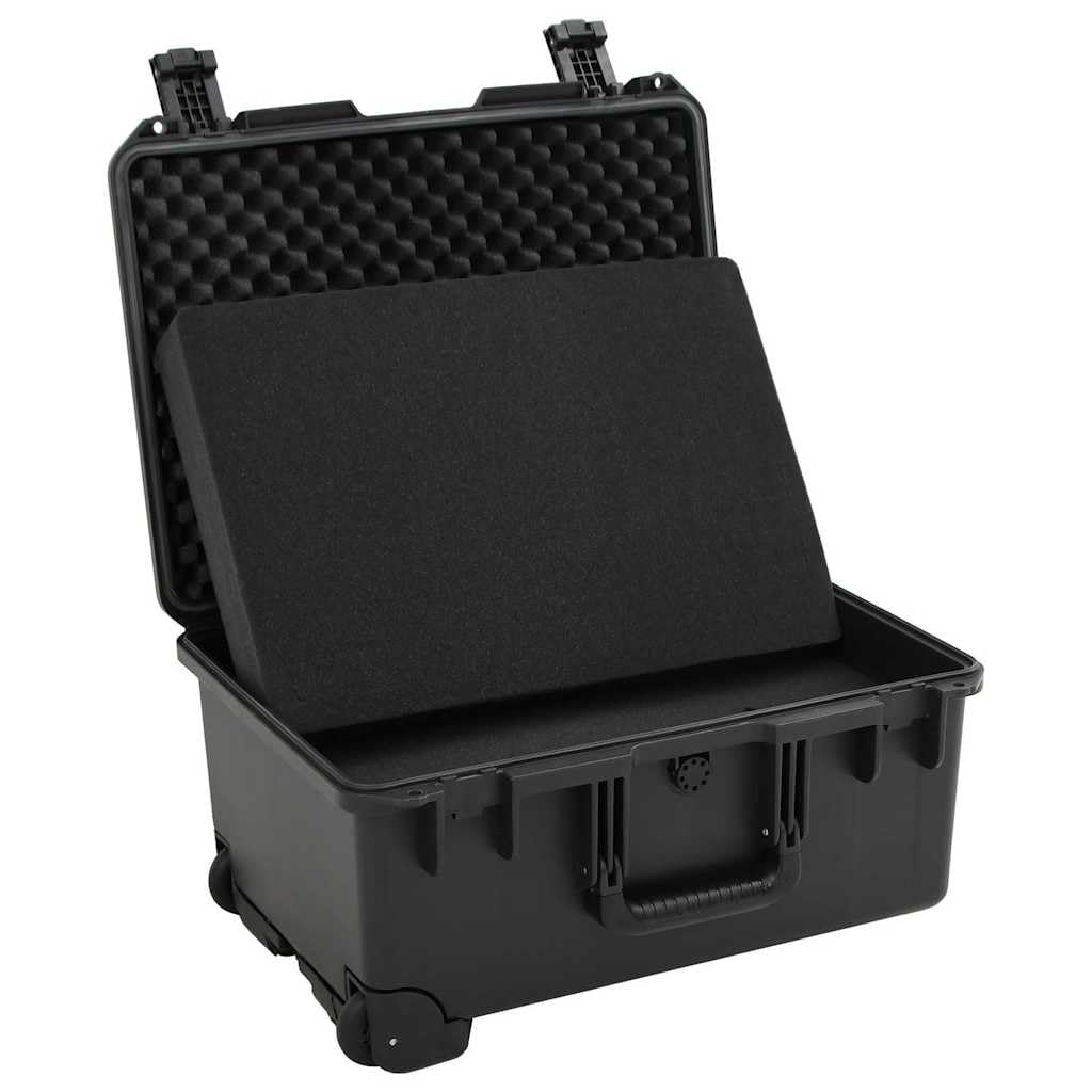 Maletín rígido portátil para cámara de viaje en avión, color negro, 54 x 41,5 x 29 cm, polipropileno, funda para cámara con inserciones de espuma para equipo fotográfico, objetivo y accesorios