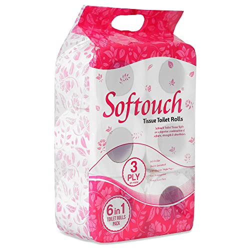 Image of Softouch 3 Ply Toilet Paper Tissue Roll Family Pack 6-in-1 (160 Sheets Per roll) & Softouch Tissue Paper Napkins 100 pcs. Each- Set of 4