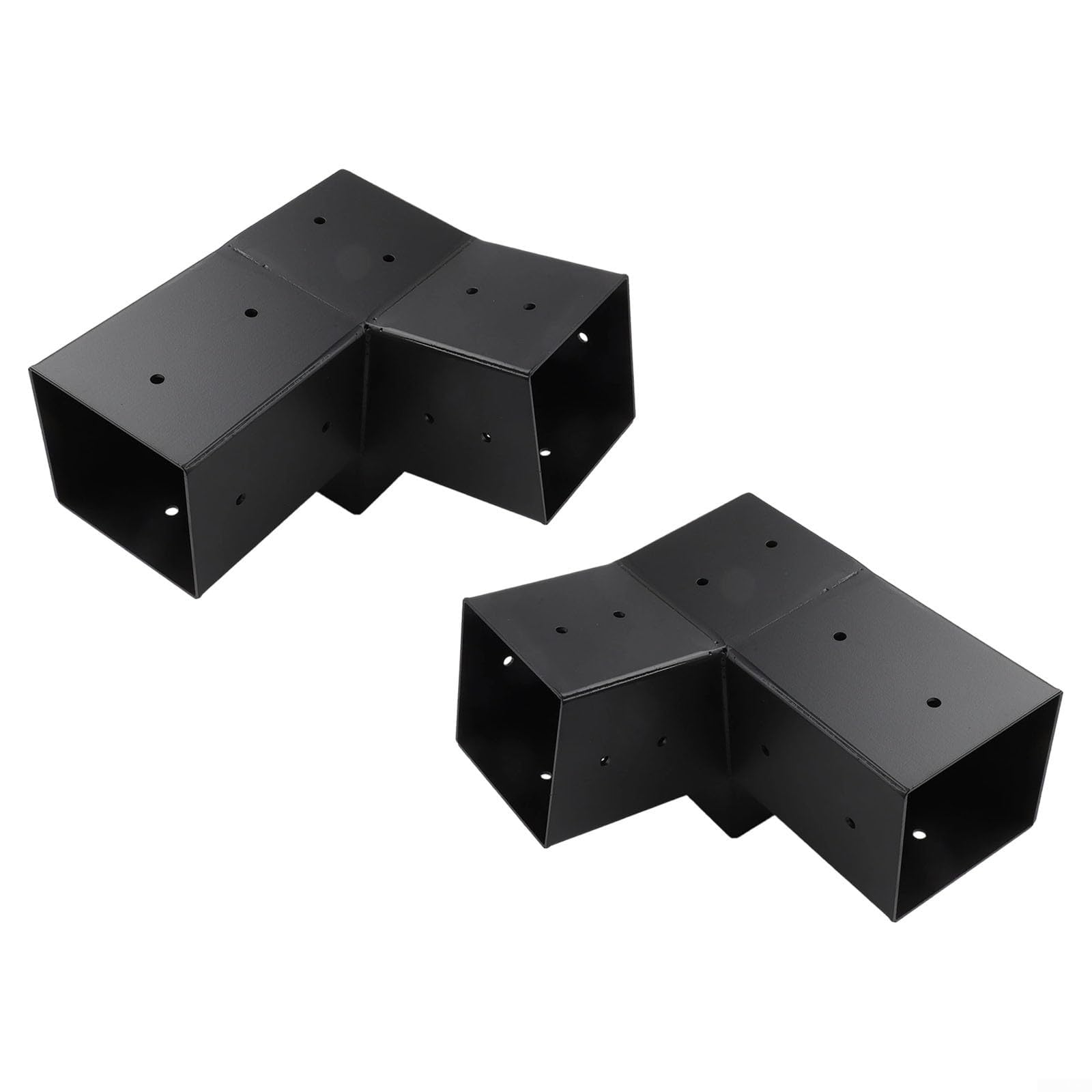 Set di staffe per pergola per tetto inclinato resistente, pali da 10 x 10 cm, montaggio a parete per gazebo con viti, supporto angolare a 3 vie per portico esterno (sinistra 15°+destra 15°)