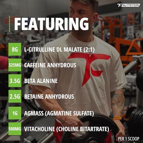 Image of TC Nutrition Batch 27 Pre Workout Powder - 8g Citrulline, 3.5g Beta Alanine, 2.5g Betaine, 325mg Caffeine | Instant Energy, Focus, Pumps, & Strength | Nitric Oxide Booster 20 sv (Sour Gummy Bears)