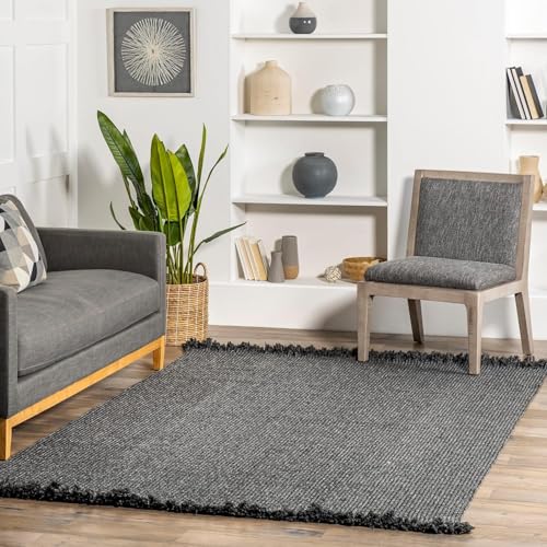 Image of Premium Hand Braided Cotton Rectangular Carpet 3x12 Feet | Soft & Durable Floor Rug for Living Room, Bedroom & Kids Room | Anti-Slip, Washable & Eco-Friendly Color -Charcol