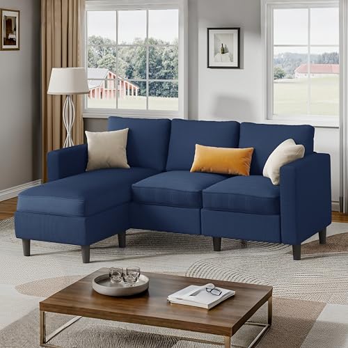 Shintenchi Small Sectional Sofa Couches,L Shape Convertible Sofa with Ottoman,3