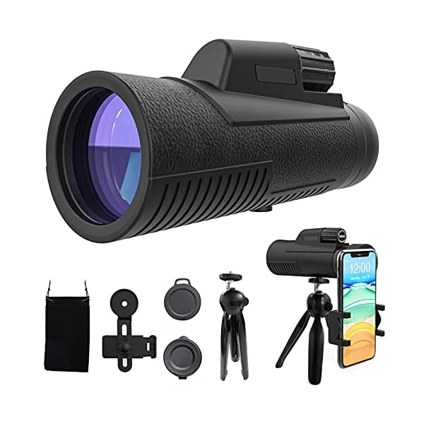 Monokular Teleskop,12X50 HD Fernrohr Monocular Telescope Handy Fernglas objektiv FMC BAK4 Wasserdicht mit Halterung&New…
