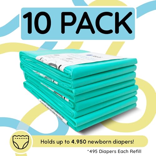 Image of Reli. Diaper Pail Refill Bags Compatible with Dekor Classic (10 Pack) | Diaper Trash Bags with Odor Control | Powder Scent | Strong Liners | Holds 4950 Diapers | Refill Replacement