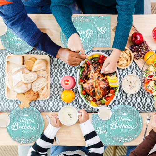 Bikasun Hellblau Partygeschirr Set, 16 Gäste Blau Diamant Geburtstag Geschirr, Kindergeburtstag Teller Becher Servietten Pappteller Party Deko Mädchen Jungen Tischdekoration