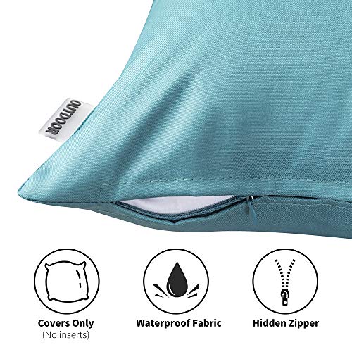 Miulee Pack Of 2 Decorative Pillow Covers Square Cushion Sham Throw Pillowcase Shell Waterproof For Indoor Couch Chair Sofa Patio 16X16 Inch Teal #TOP1