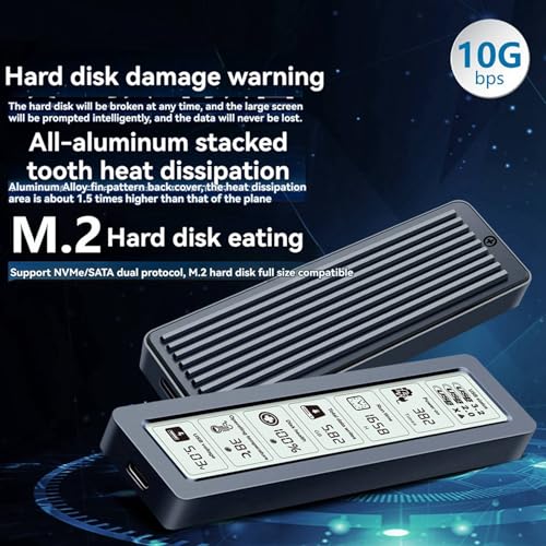 Boîtier SSD M.2 NVMe double écran de contrôle intelligent USB 3.2 Type C