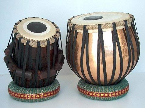 Tabla Drum Set, 3 kg Lacquer Copper Bayan, Shisham Dayan, Hammer, Cushions (Plain Tabla)