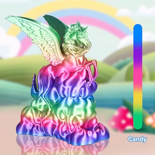 Image of ERYONE Silk Rainbow 3D Printer PLA Filament 1.75 + /- 0.03mm, Shiny Multicolor Filament PLA Fast Color Change 1KG(2.2LBS), Candy Rainbow