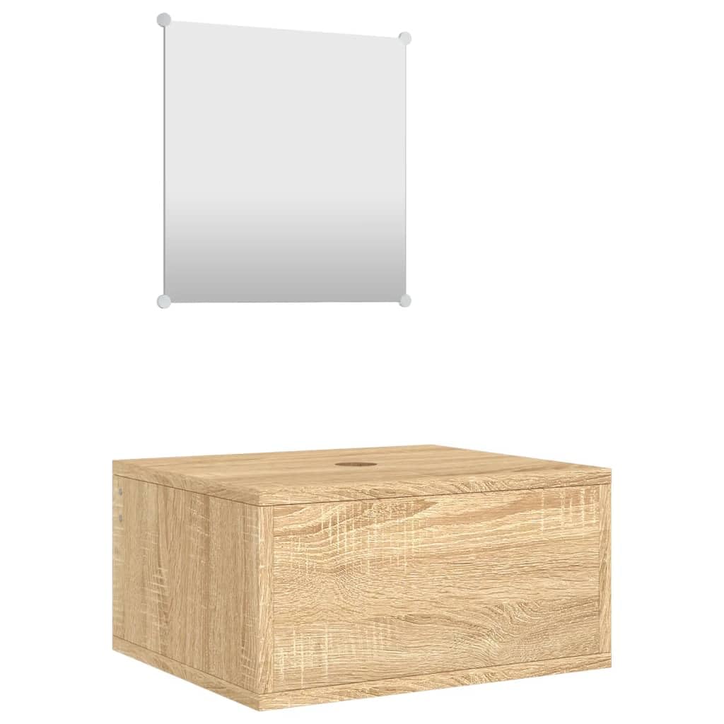vidaXL Ensemble de Meubles Salle de Bain Armoires 2 pcs, Armoires Murales avec Miroir, Placards de Rangement, Moderne, Chêne Bois d'Ingénierie