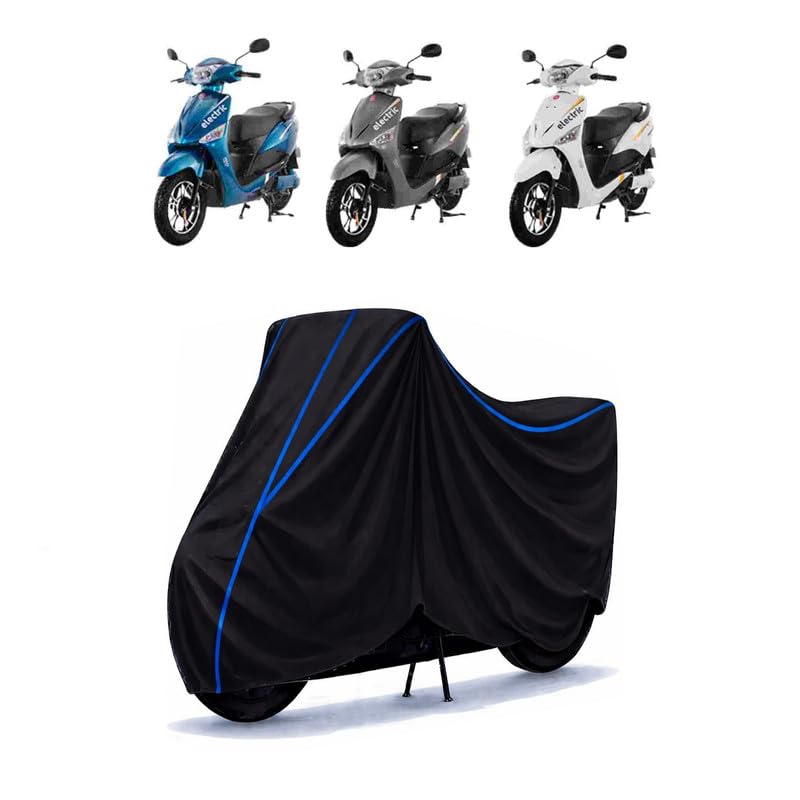 Image of Scooty Cover Water Resistant for Optima Electric | Universal Scooter & Bike Cover | Heavy Duty UV Dust, Rain & Scratch Protection Weather Indoor Outdoor | Black with Blue Piping