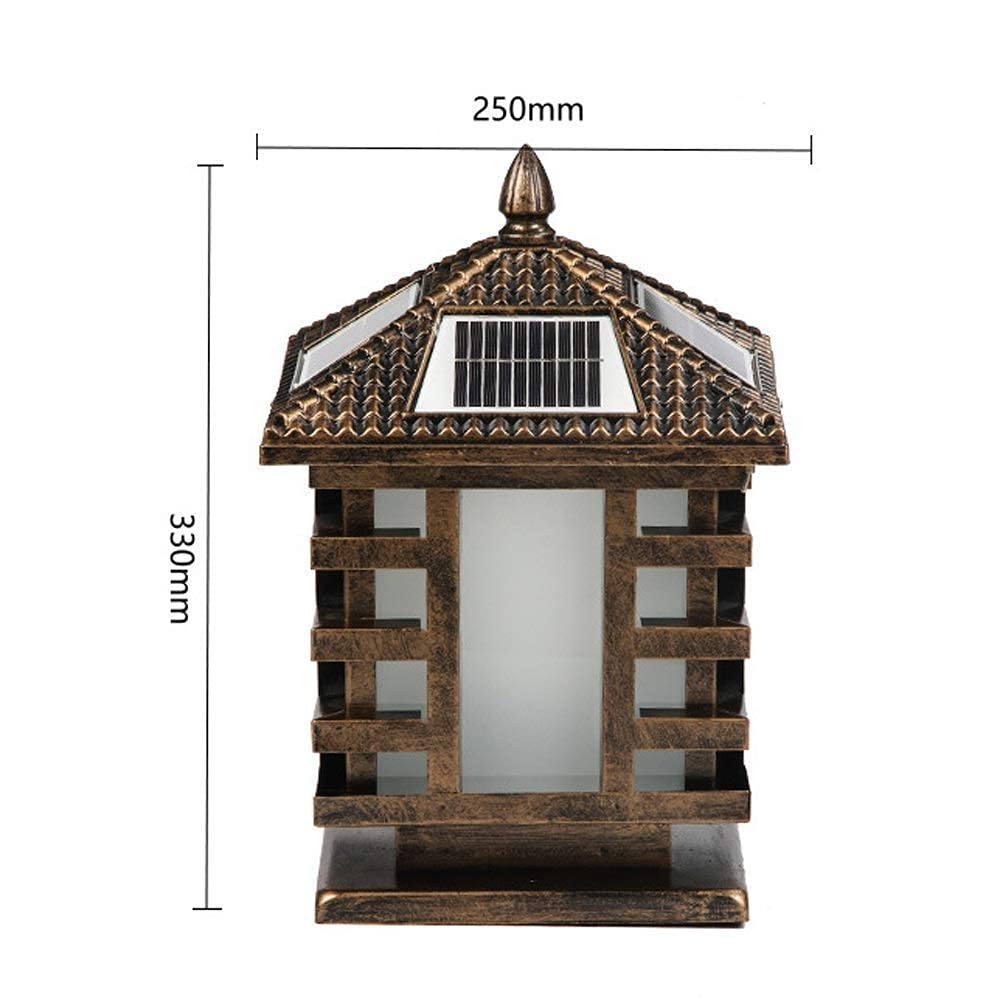 Lampada Solare a Colonna Quadrata per Esterni a LED da 9 W IP65 Impermeabile Recinzione per Patio Parete in Alluminio Lanterna per Esterni Terrazza Villa Cortile Paesaggio Prato Strada Vetro Stigma
