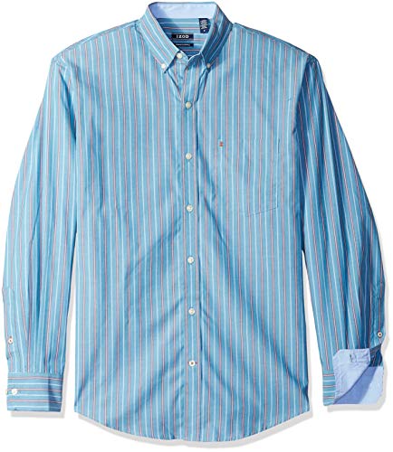 IZOD Men's Premium Performance Natural Stretch Stripe Long Sleeve Shirt (Regular and Slim Fit)
