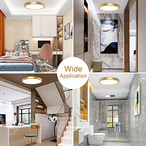 GLARESBOT 9 Inch 18W Daylight Gold Flush Mount Ceiling Light LED, Indoor Light Fixtures Ceiling Mount Bedroom, Bathroom Ceiling Light Fixture Modern by GLARESBOT - Used condition - Image 6