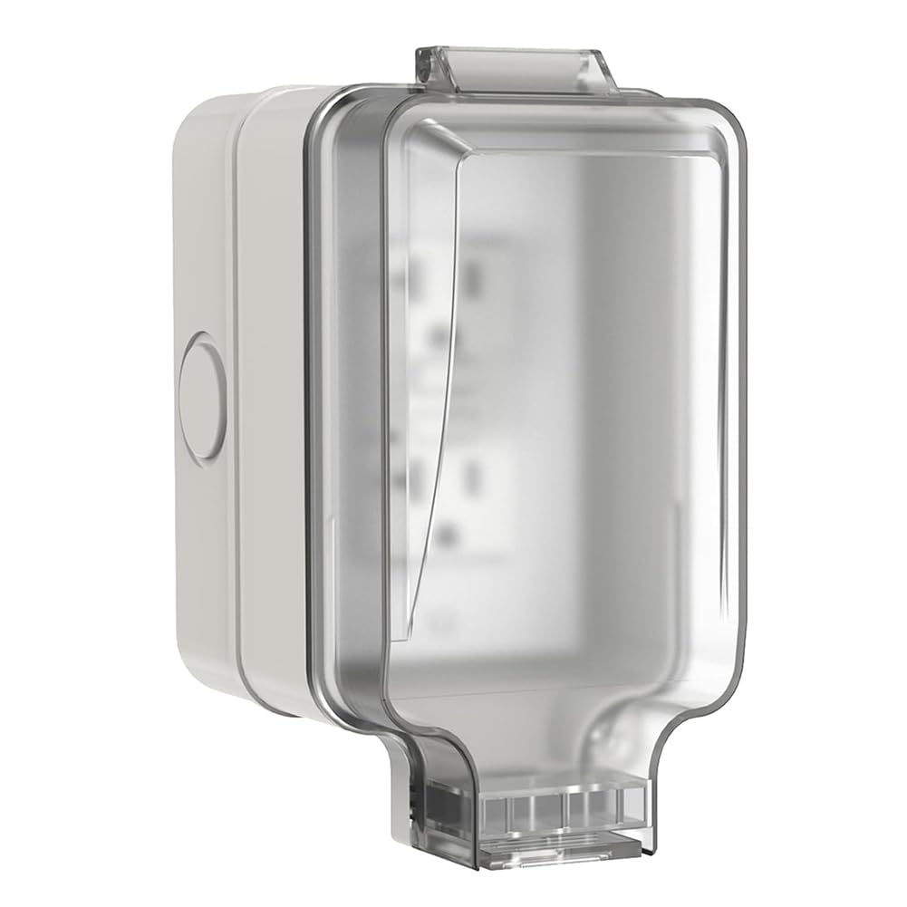 Htuteyy Outdoor Electrical Outlet Box,Ip66 Waterproof & Lockable Enclosure,20A Rated With Double Socket For Gardens,Yards,Sports
