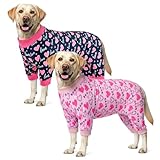 Vehomy 2-Pack Dog Valentines Pajamas Valentine's Day Dog Costume Outfit with Love Heart Patterns Pet Valentines Onesie Jumpsuits Sweet Heart Clothes Jammies for Medium Large Dogs 3XL