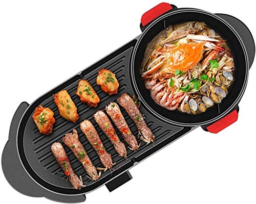 AZHom Electric barbecue grill, household electric barbecue grill, smokeless baking pan, hot pot, one-pot large non-stick barbecue machine, hot pot barbecue integrated pot, household smokeless detachab