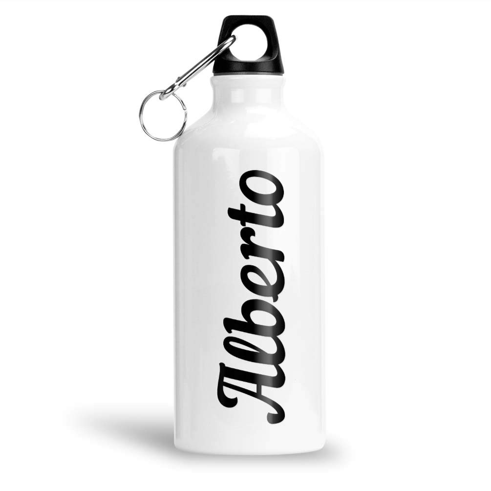 FurnishFantasyAluminium White Sipper Bottle 600 ml - Best Personalized Gift for Happy Birthday, Return Gift, Name - Alberto