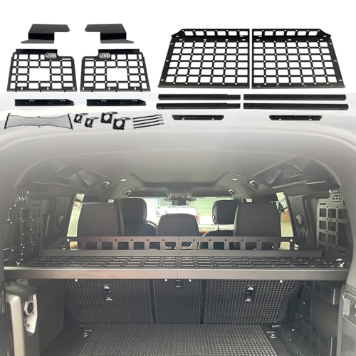 HIGH FLYING for Land Rover Defender 4dr 2020-2025 Car Accessories Modular Storage Molle Panel System Trunk Shelf Organizer Interior Cargo Rack Aluminum (Panels+Shelf)